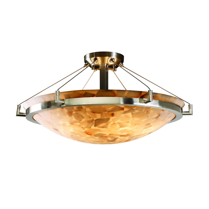 LED Semi-Flush Mount from the Alabaster Rocks! Collection in Brushed Nickel Finish by Justice Designs