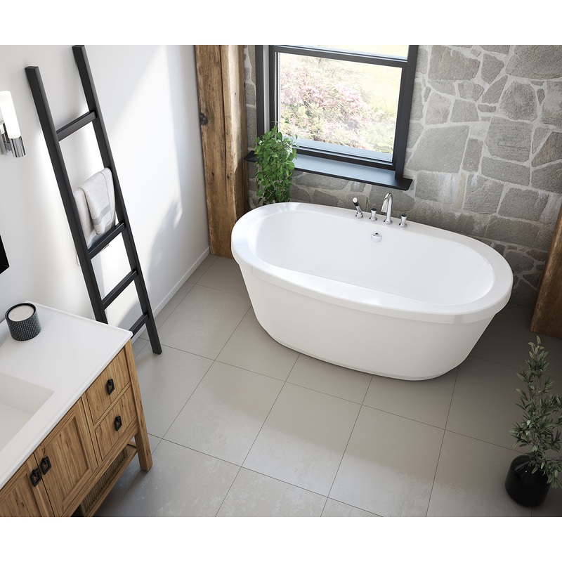 MAAX 105359-000-001-101 Jazz F 66 x 36 Acrylic Freestanding Center Drain Bathtub in White with White Skirt