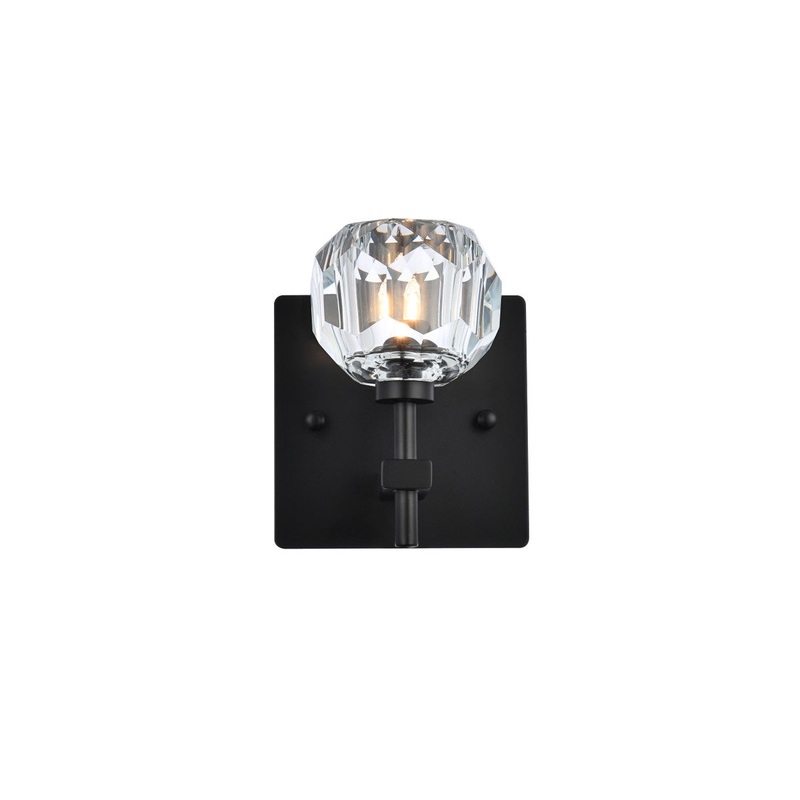 One Light Wall Sconce from the Graham Collection in Black And Clear Finish by Elegant Lighting