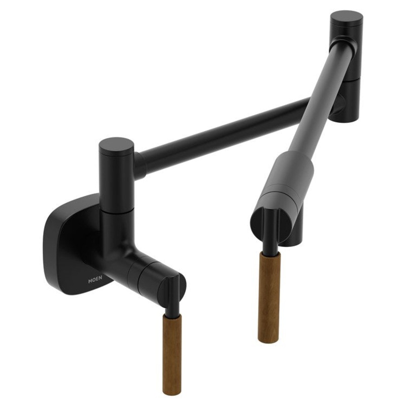 Pot Filler Tenon Modern 2 Lever ADA Matte Black 1 Hole 5.5 Gallons per Minute