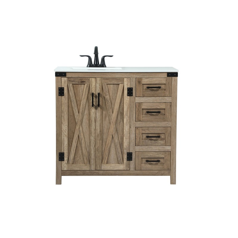 Single Bathroom Vanity from the Grant Collection in Natural Oak Finish by Elegant Lighting