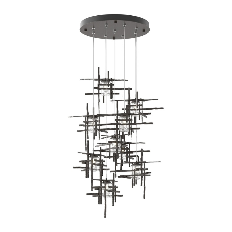 Tura 9-Light Seeded Glass Pendant Oil Rubbed Bronze