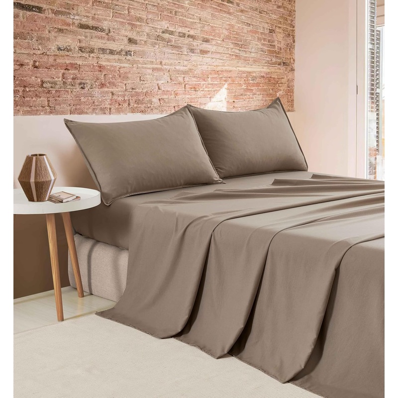 Vintage Washed Microfibre Sheet Set (Truffle, King)