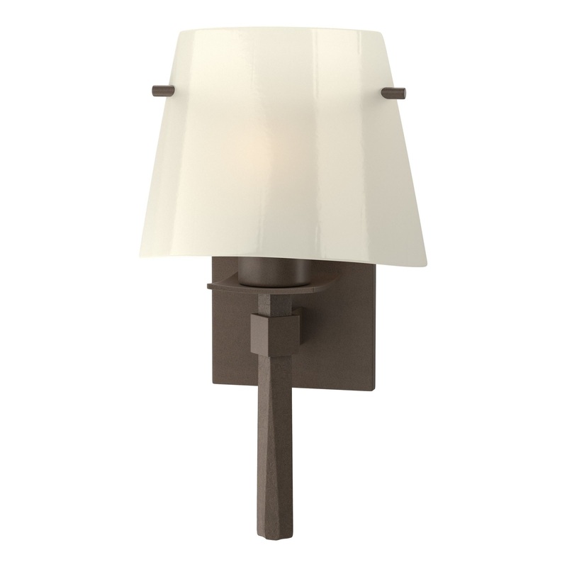 Beacon Hall Half Cone Glass Sconce Bronze Ivory Art Glass (CC)