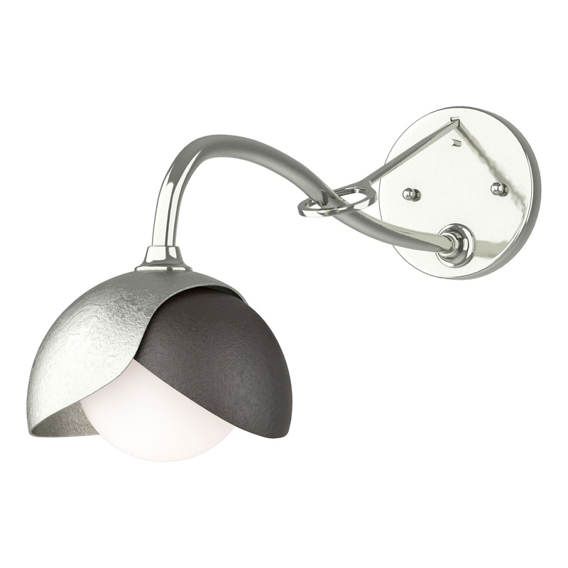Brooklyn 1-Light Double Shade Long-Arm Sconce Sterling Oil Rubbed Bronze