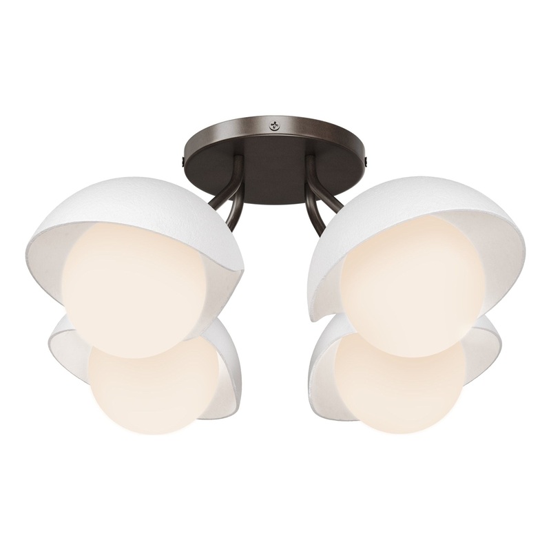 Brooklyn 4-Light Single Shade Semi-Flush Bronze White