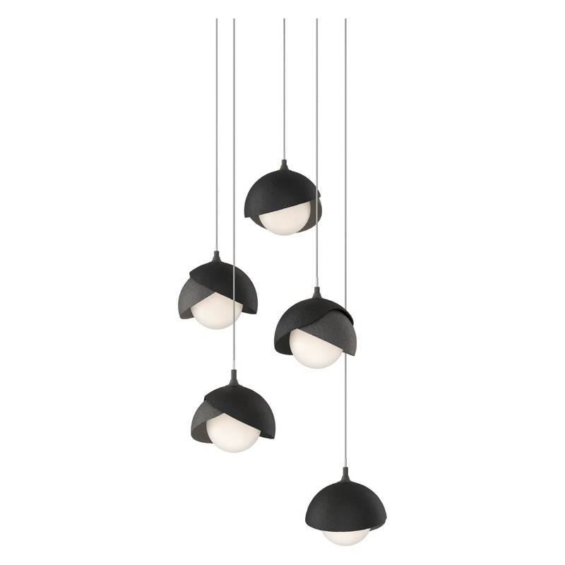 Brooklyn 5-Light Double Shade Pendant Natural Iron Black
