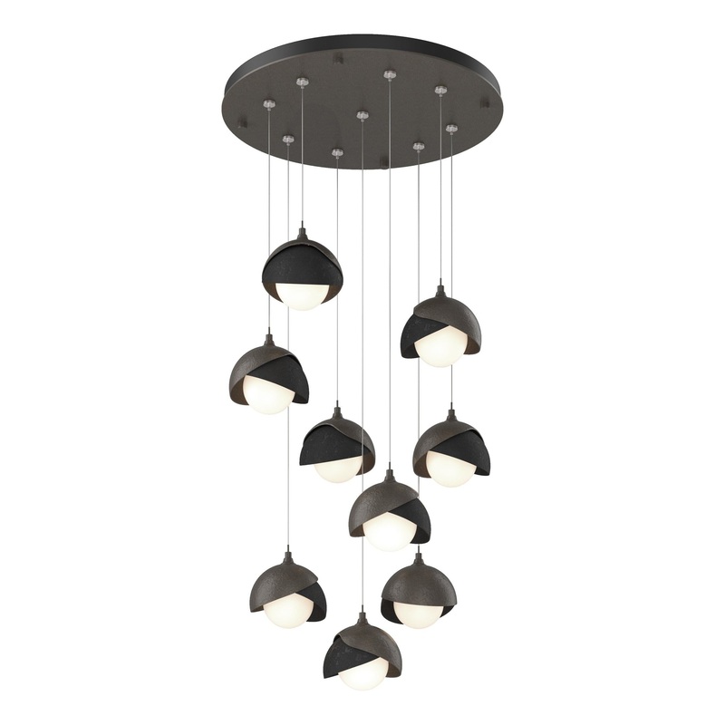 Brooklyn 9-Light Double Shade Pendant Dark Smoke Black