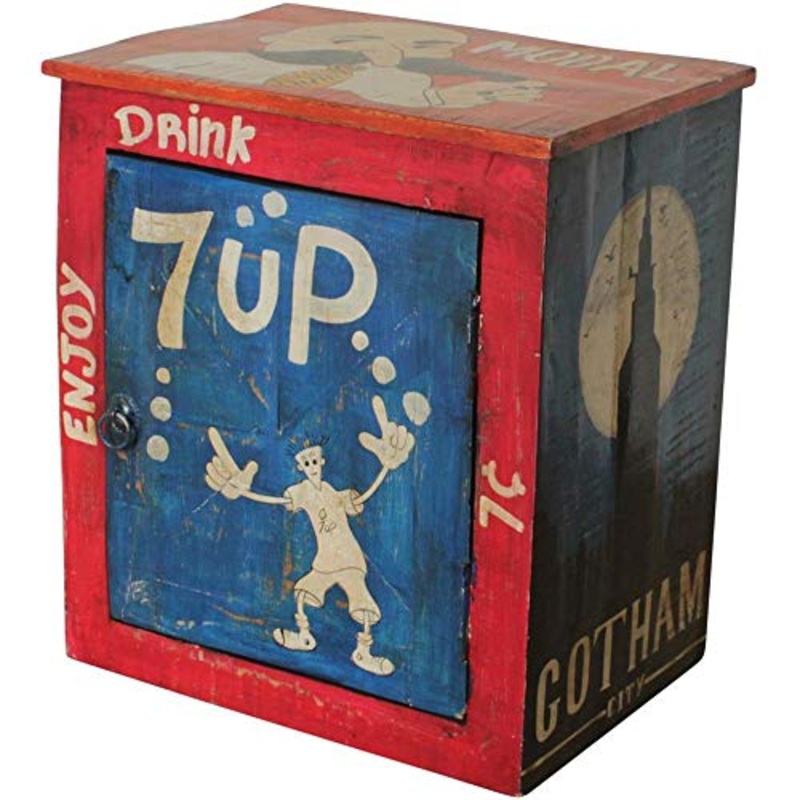 ETNIC ART – Comodino indiano multicolore con dipinti-45x50x33- – Mobili etnici