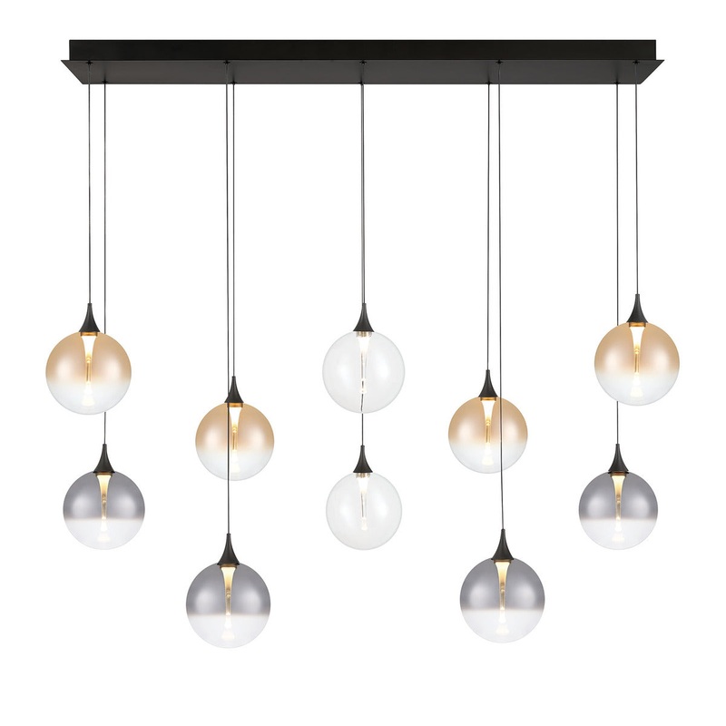 Iissa 10-Light 47″ Chandelier Black Mixed Glass