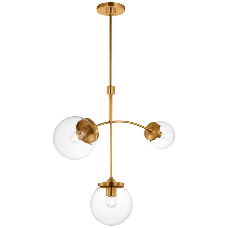 LED Chandelier from the Prescott Collection in Soft Brass Finish by Visual Comfort Signature