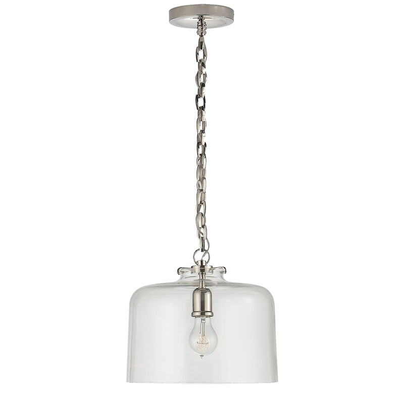 One Light Pendant from the Katie Dome Collection in Polished Nickel Finish by Visual Comfort Signature