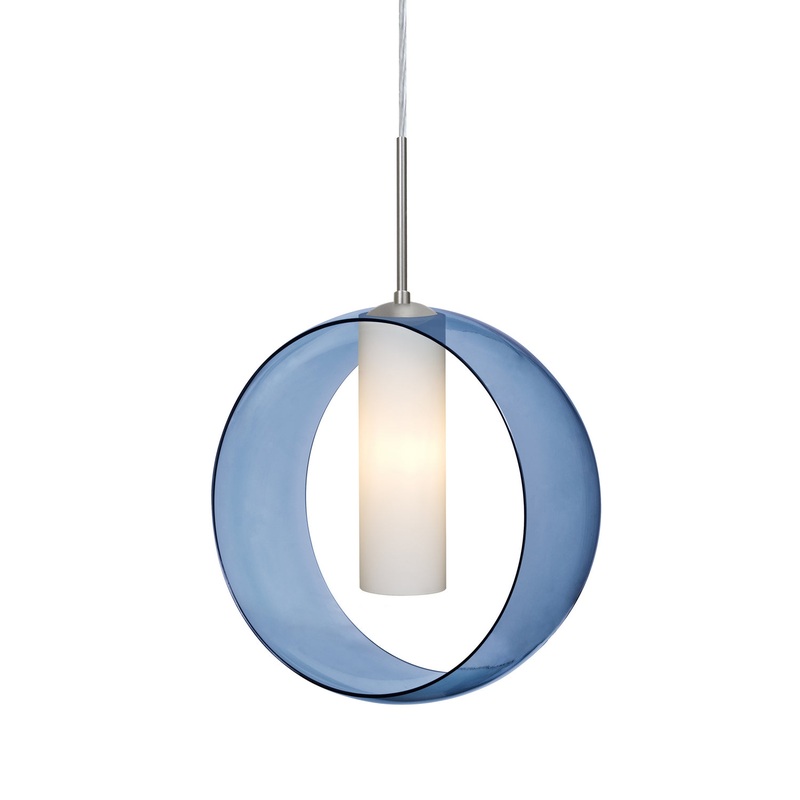 One Light Pendant from the Plato Collection in Satin Nickel Finish by Besa