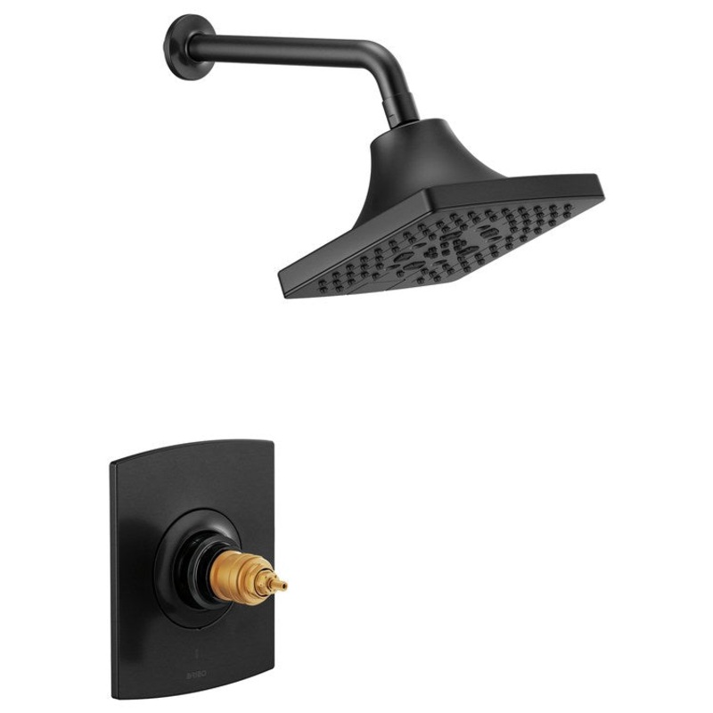 Shower Trim Kintsu TempAssure Thermostatic Less Handle Matte Black WaterSense ADA 9.4 Gallons per Minute 5 Function Square