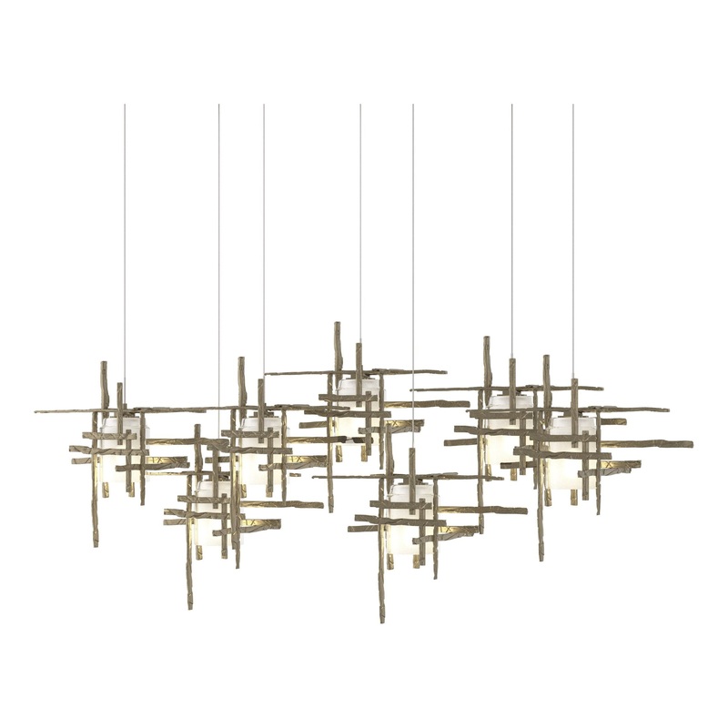Tura 7-Light Frosted Glass Pendant Soft Gold