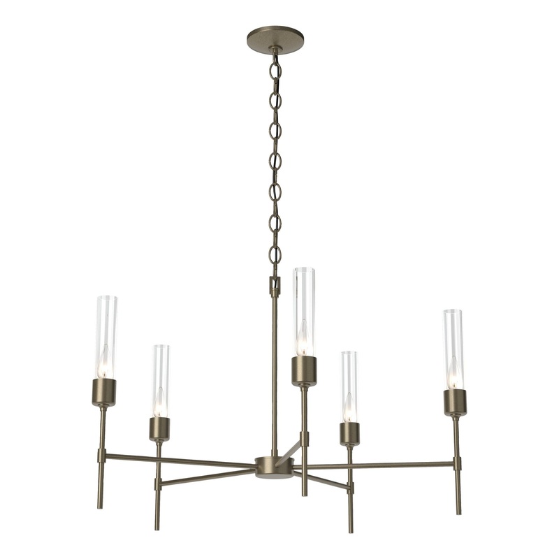Vela 5-Arm Chandelier Soft Gold Clear Glass (ZM)