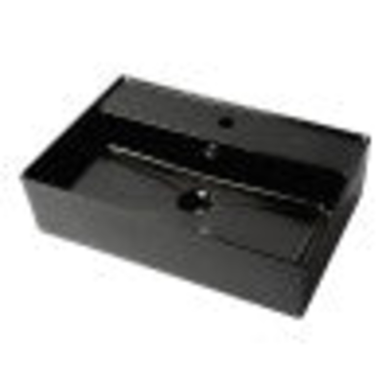 ALFI brand ABC901-BM Black Matte 24″ Modern Rectangular Above Mount Ceramic Sink with Faucet Hole