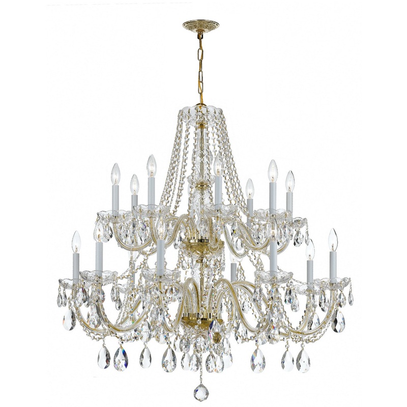 Crystorama 1139-PB-CL-S Traditional Crystal 16 Light Chandelier Polished Brass