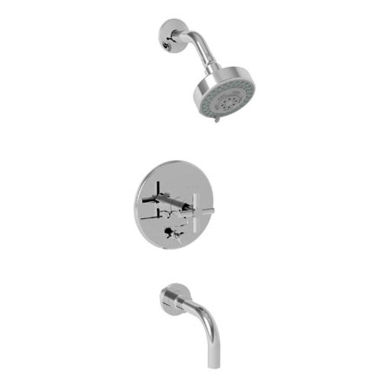 East Square Pressure Balance Tub/Shower Trim with Cross Handle – Antique Nickel