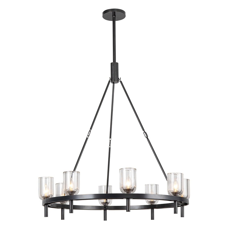 Eight Light Chandelier from the Lucian Collection in Urban Bronze/Clear Crystal Finish by Alora
