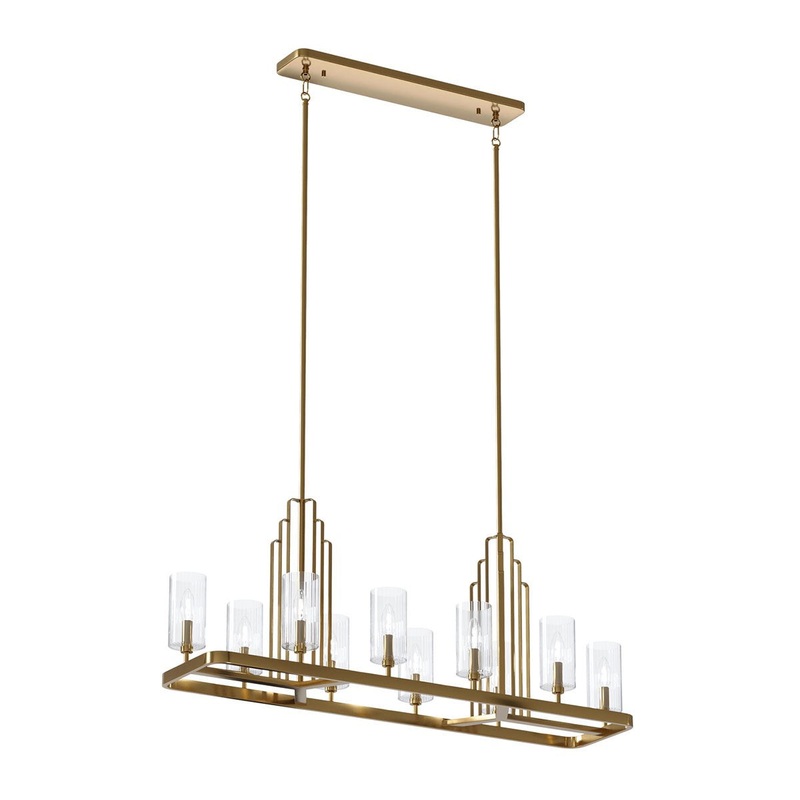 Kichler 52413BNB Ten Light Linear Chandelier, Brushed Natural Brass
