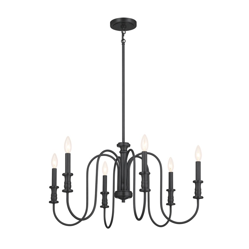 Kichler 52470BK Six Light Chandelier, Black
