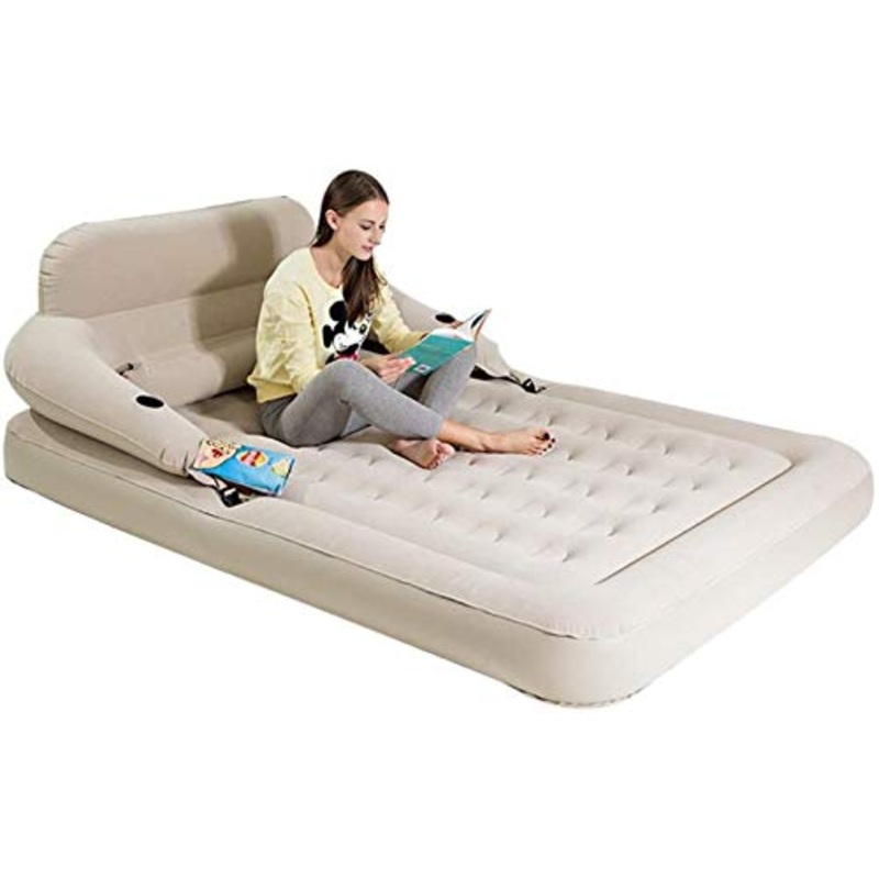 Lettino da viaggio Lettino da viaggio gonfiabile letto estraibile Schienale materasso di aria domestica addensare portatile pieghevole Campeggio Bed con pompa elettrica for Interni Esterni 6-3