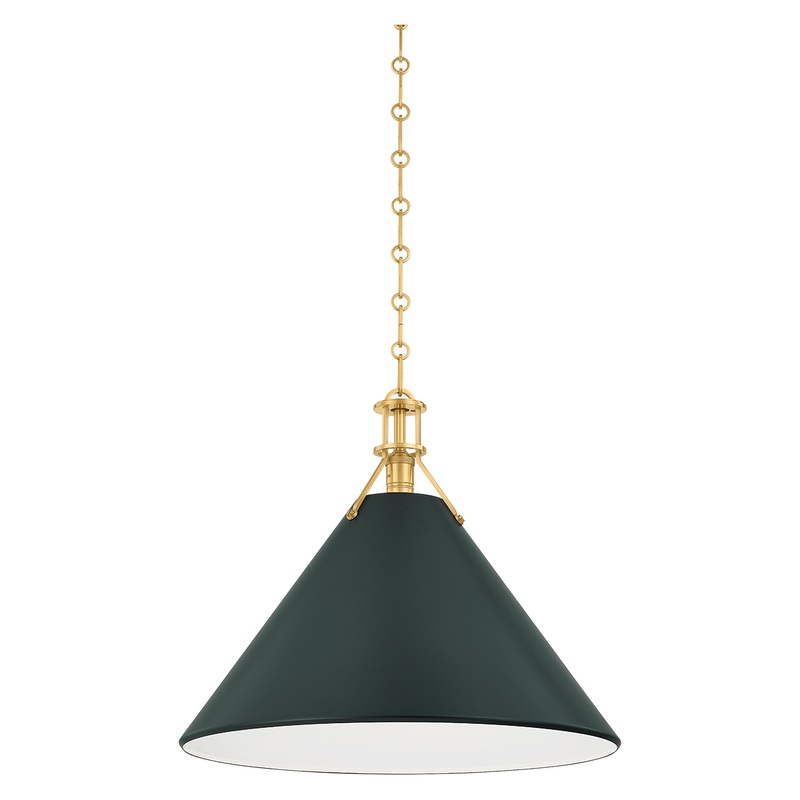 Painted No.2 1-Light Pendant Aged Brass/Soft Studio Green