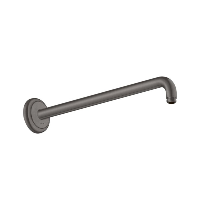 Shower Arm Montreux with Round Flange Brushed Black Chrome 15 Inch NPT Brass 90 DEG Wall Mount