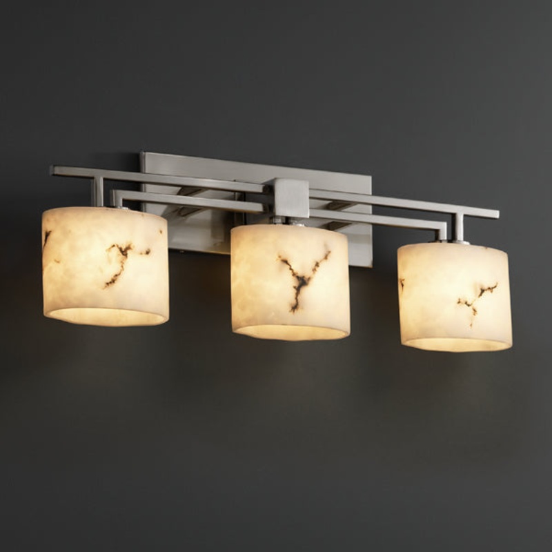Three Light Bath Bar from the LumenAria Collection in Brushed Nickel Finish by Justice Designs