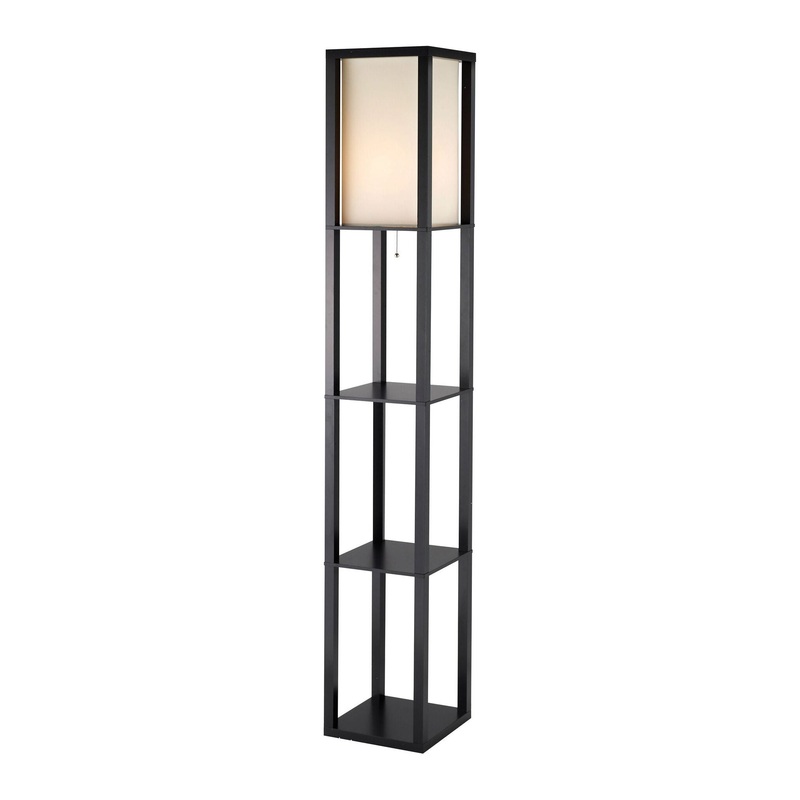 Titan Tall Shelf Floor Lamp Black Pvc Veneer on MDF