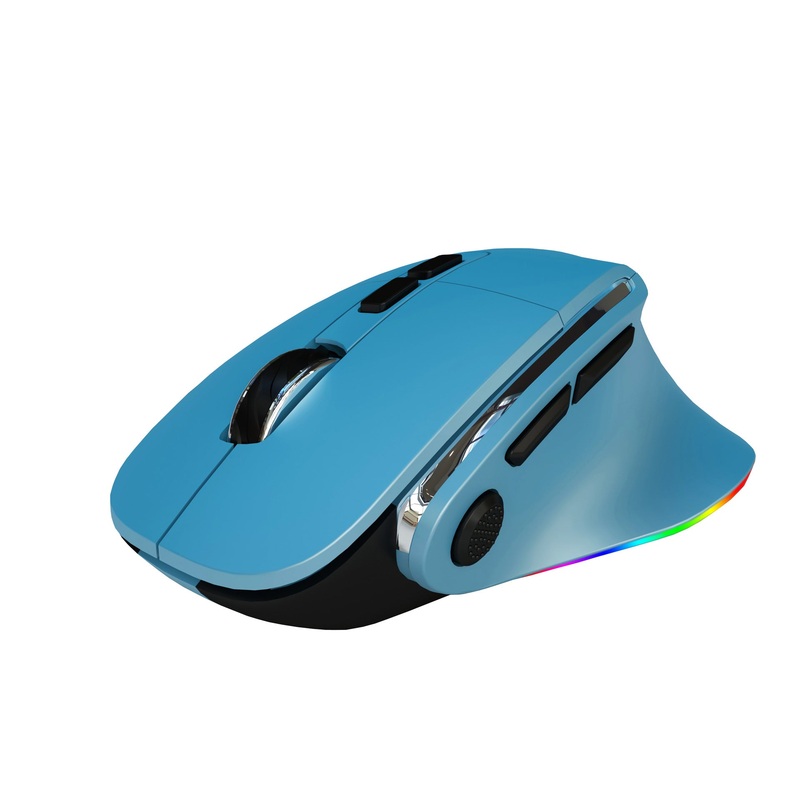 Ergonomic Vertical Wireless Mouse – Dual Mode (2.4G + Bluetooth), RGB Light, Rechargeable 500mAh Battery(Blue)