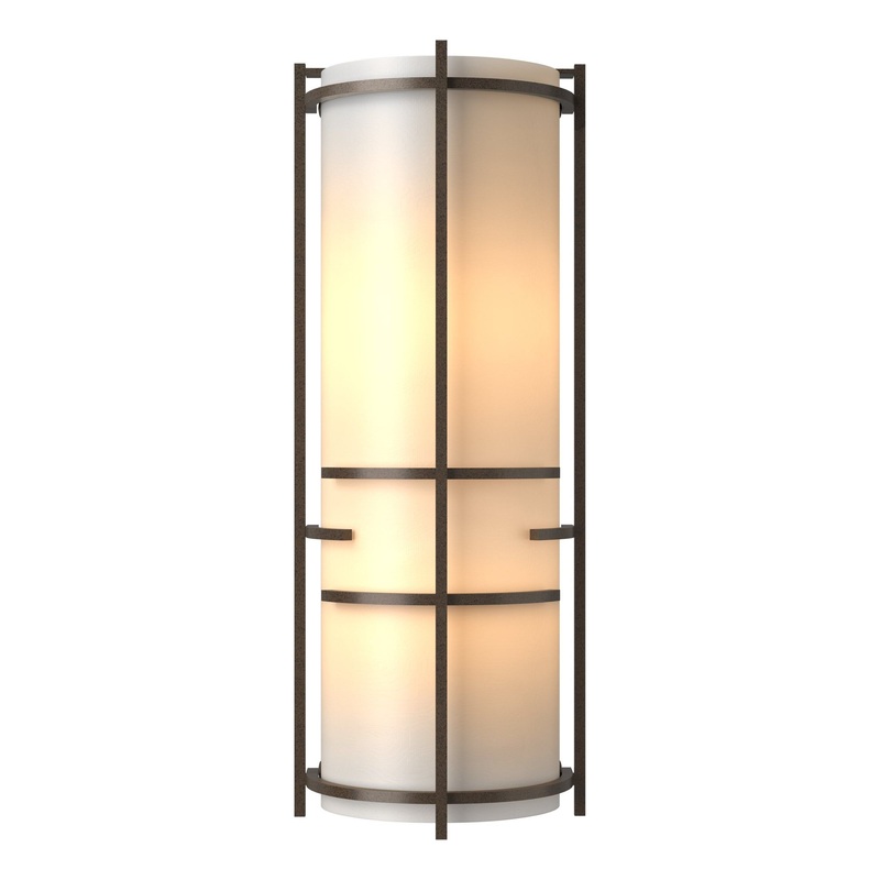 Extended Bars Sconce Bronze White Art Glass (BB)