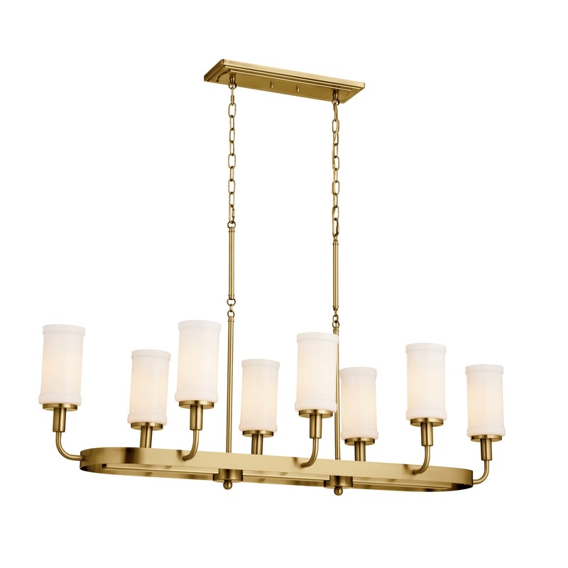 Kichler 52453NBR Eight Light Linear Chandelier, Natural Brass