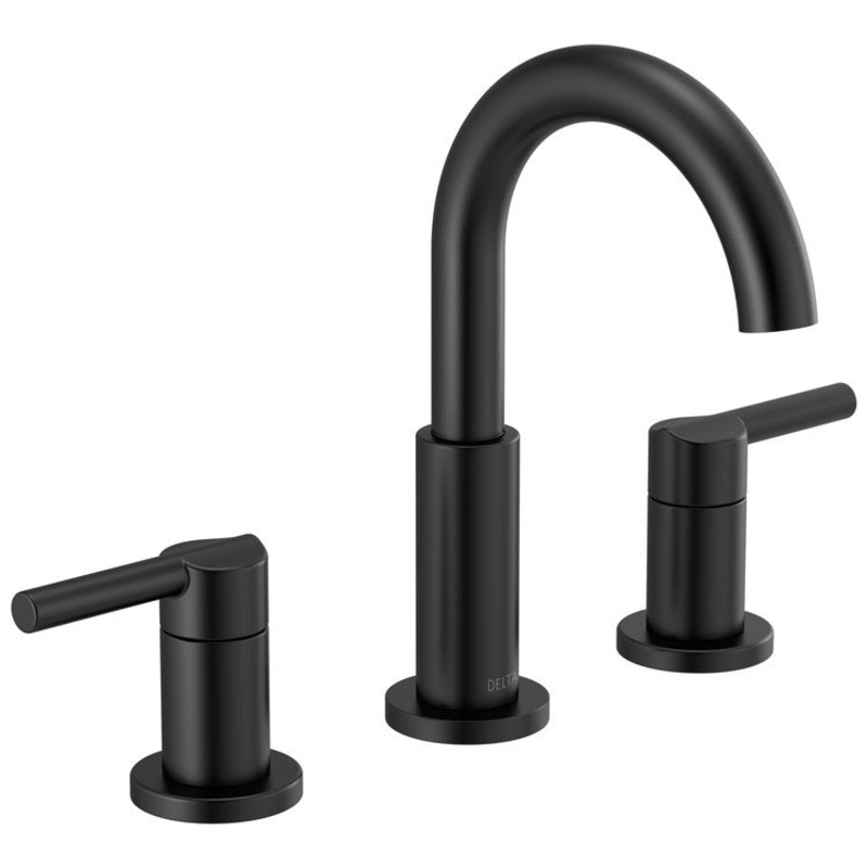 Lavatory Faucet Nicoli Widespread 6-16 Inch Spread 2 Lever ADA WaterSense Matte Black 1.2 Gallons per Minute 8-5/8 Inch