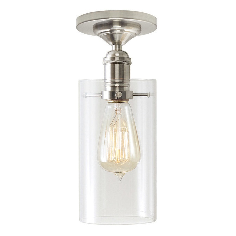 LED Ceiling Mount from the Retro Cylinder Collection in Satin Nickel Finish by Stone Lighting
