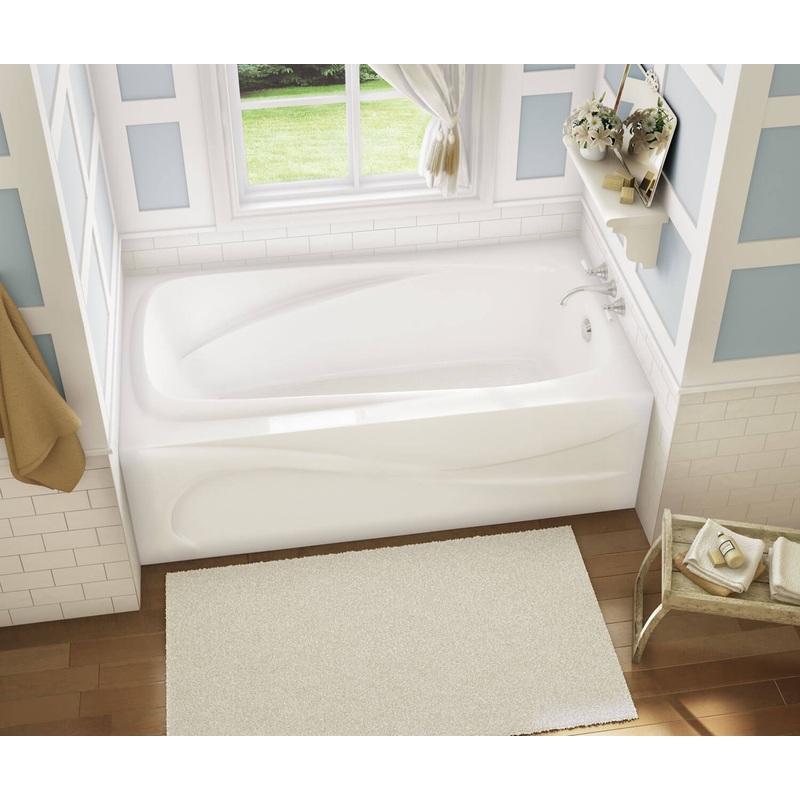 MAAX 105231-L-109-001 Santorini 60 x 32 Acrylic Alcove Left-Hand Drain Combined Hydrosens & Aerosens Bathtub in White