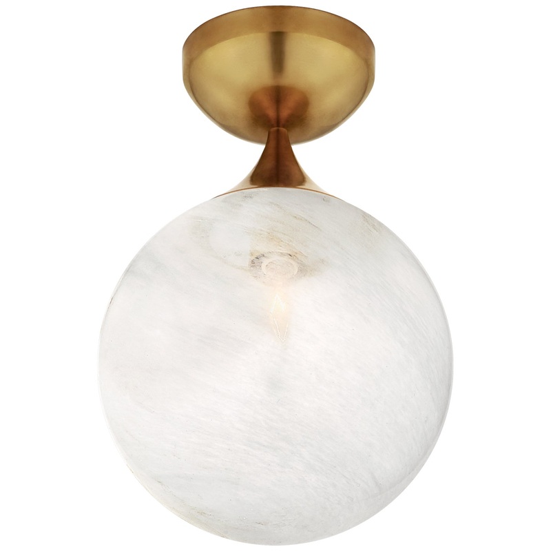 One Light Flush Mount from the Cristol Collection in Hand-Rubbed Antique Brass Finish by Visual Comfort Signature