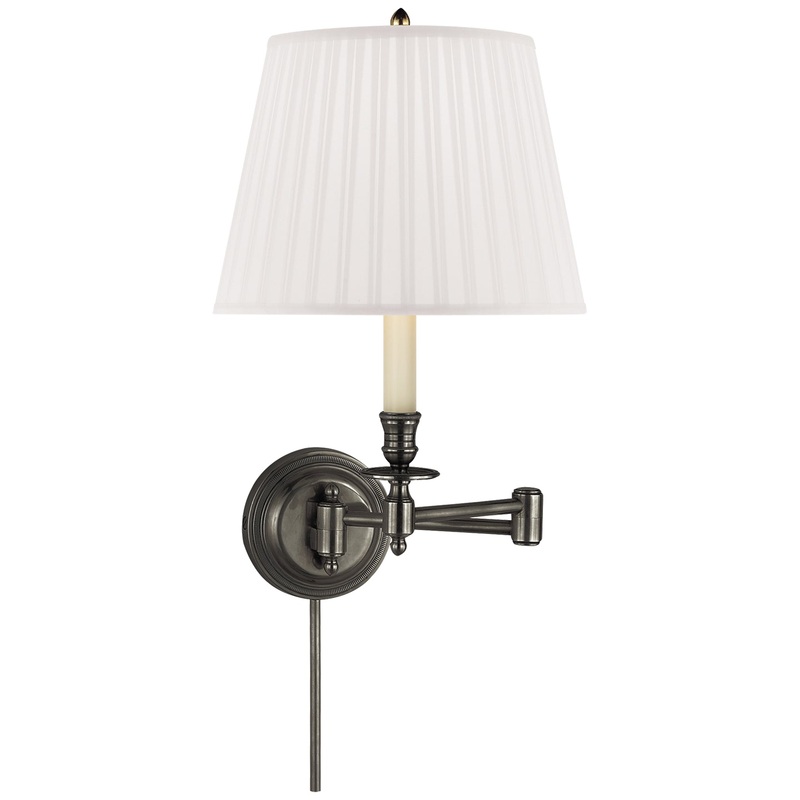 One Light Swing Arm Wall Lamp from the Candle Stick Collection in Bronze Finish by Visual Comfort Signature