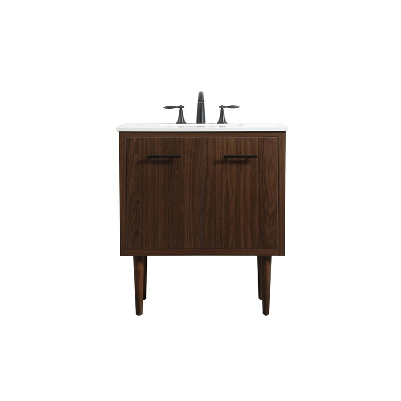 Single Bathroom Vanity from the Cyrus Collection in Walnut Finish by Elegant Lighting