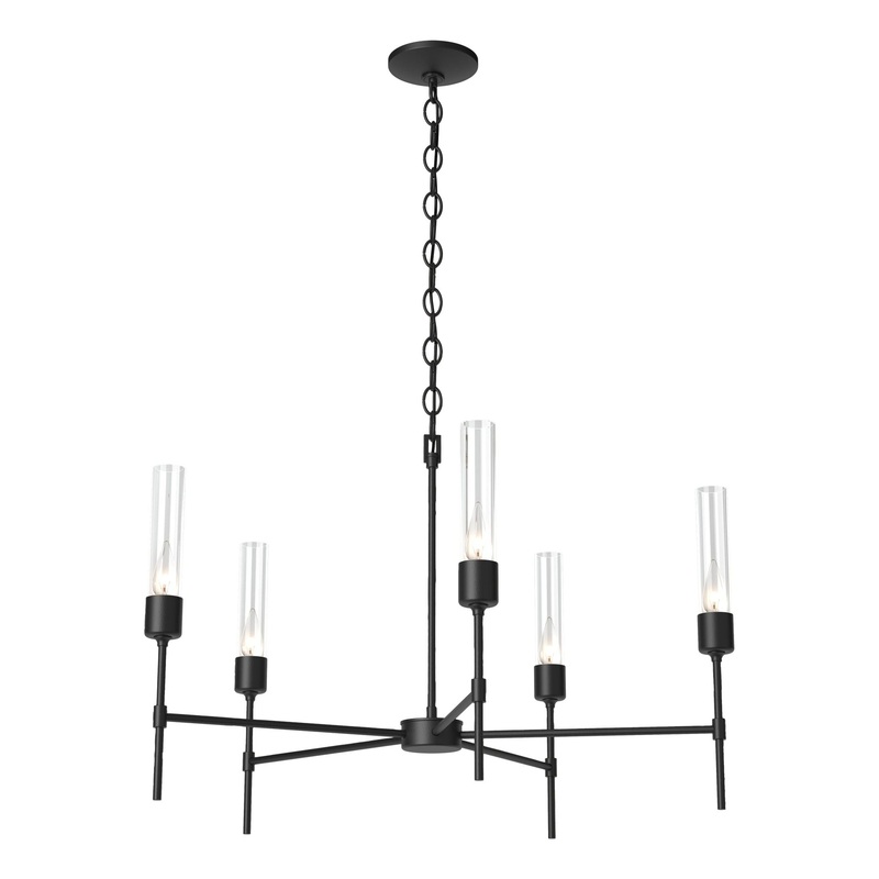 Vela 5-Arm Chandelier Black Clear Glass (ZM)