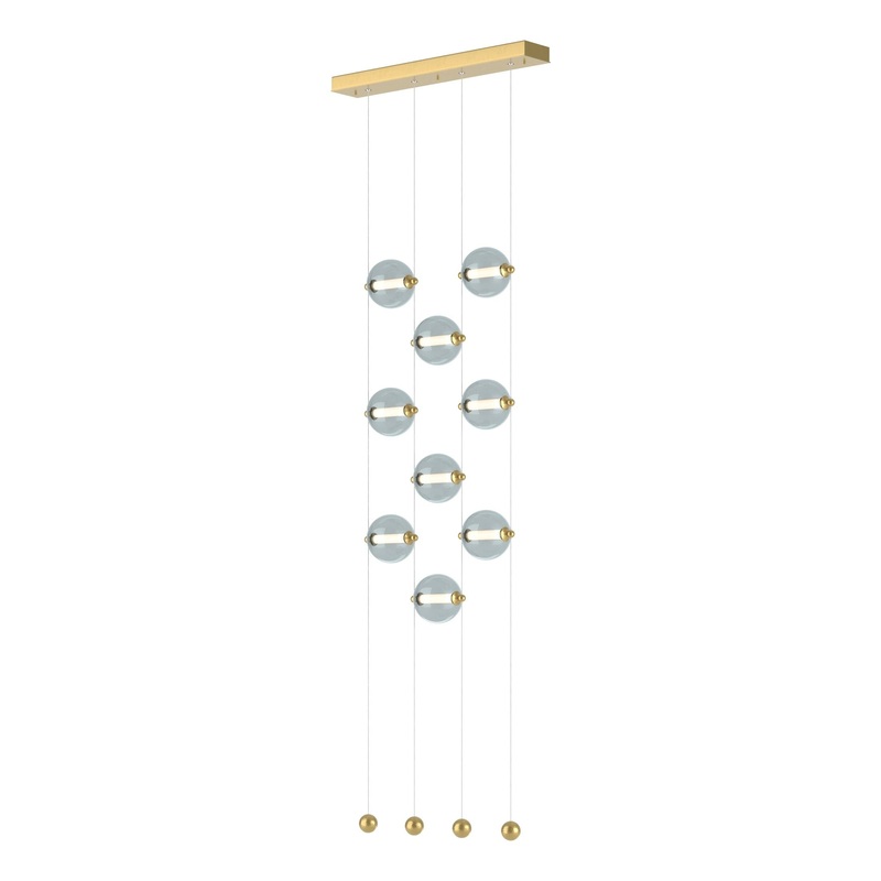 Abacus 9-Light Ceiling-to-Floor LED Pendant Modern Brass Cool Grey Glass (YL)