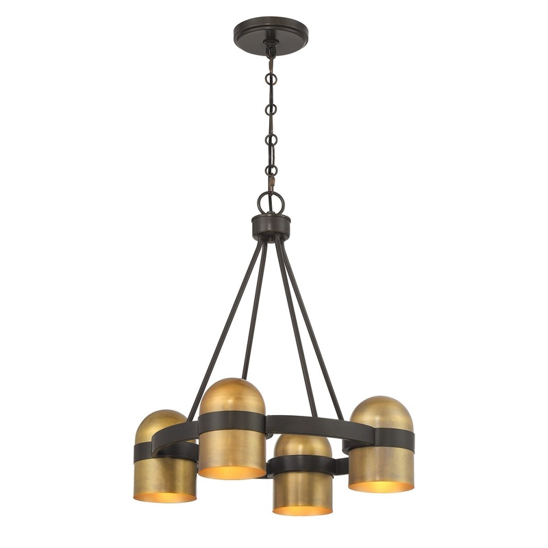 Andover 4-Light Chandelier Mediterranean Bronze and Riviera Brass
