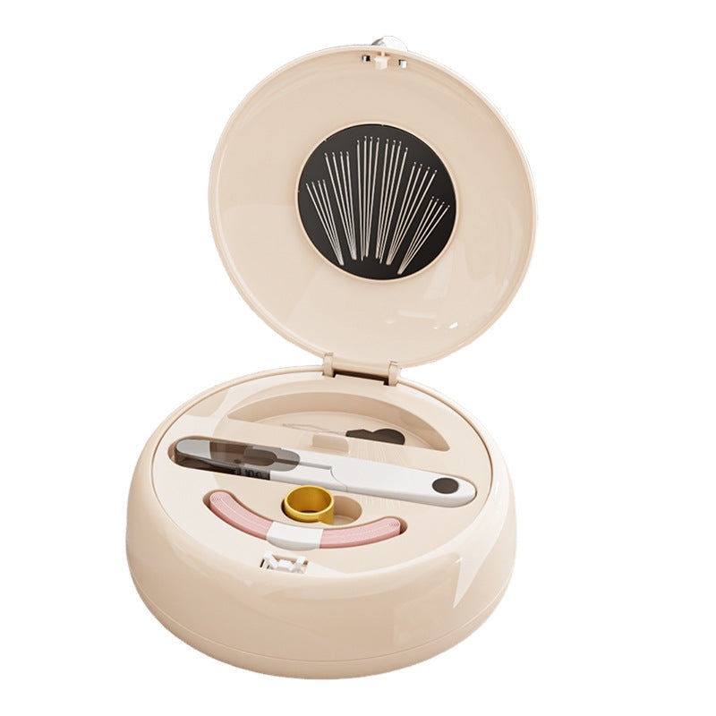 Beige Modern Compact Sewing Kit Organizer – All-in-One with Magnetic Needle Case