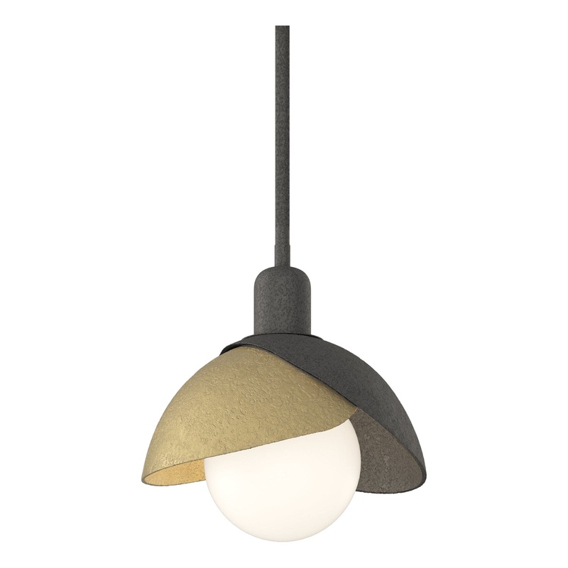 Brooklyn Double Shade Mini Pendant Natural Iron Modern Brass