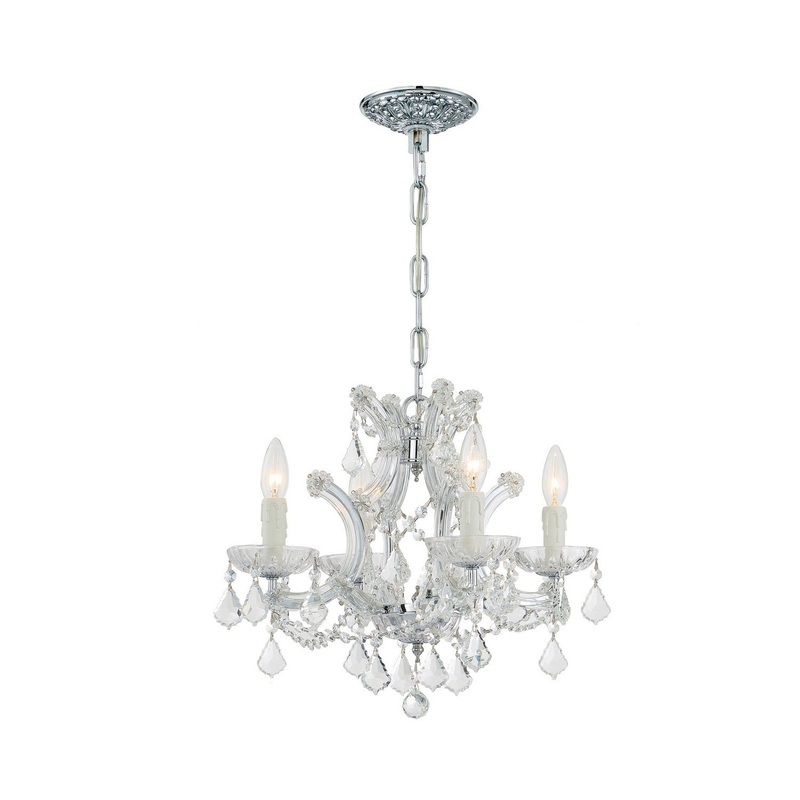 Crystorama 4474-CH-CL-SAQ Maria Theresa Four Light Mini Chandelier Polished Chrome