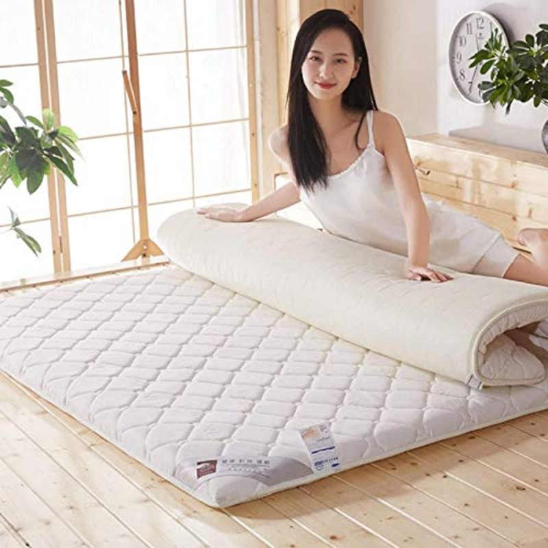 HKX Tappetino Morbido Ispessito, Colonna vertebrale per Allattamento Pieghevole Morbido e Pieghevole Twin Full Queen King-Style Floor Bed-Creamy-White 90x200cm