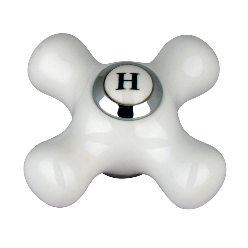 KSH3951PXH Hot Porcelain Cross Handle, Polished Chrome