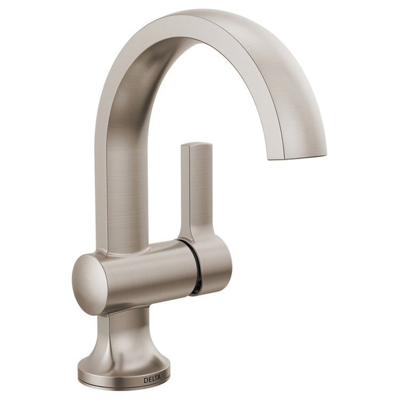 Lavatory Faucet Albion 2 to 6-1/16 Inch Spread 1 Lever ADA WaterSense Spotshield Brushed Nickel 1.2 Gallons per Minute Deck Mount Pop-Up 1 Hole