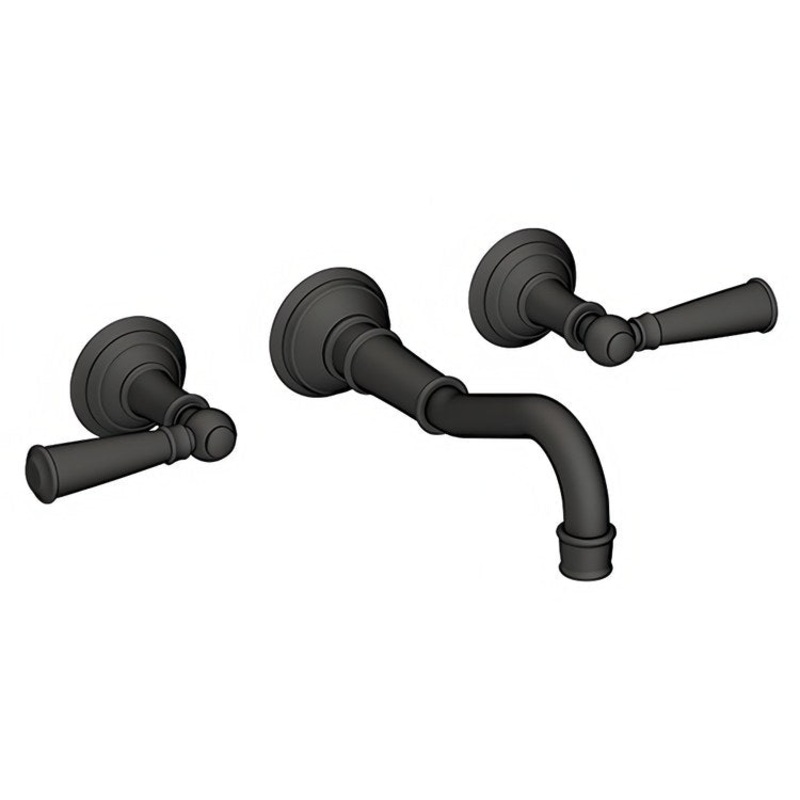 Lavatory Trim Jacobean Wall Mount 2 Lever Flat Black ADA Low Arc 1.2 Gallons per Minute